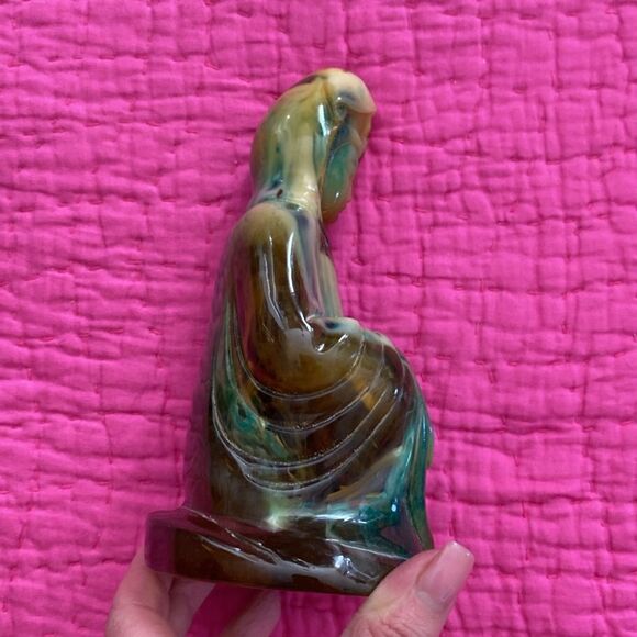 Geomantic  Amber handcrafted antique statue Guanyan from Nashan - Picture 6 of 10